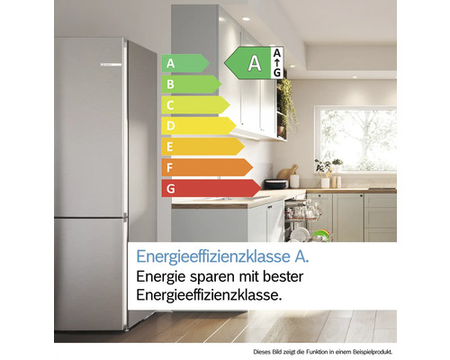 Energieeffizienzklasse A mit Kühlschrank in einer Küche