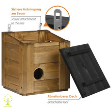 Vogelhaus aus Holz mit abnehmbarem Dach und sicherer Baumbefestigung