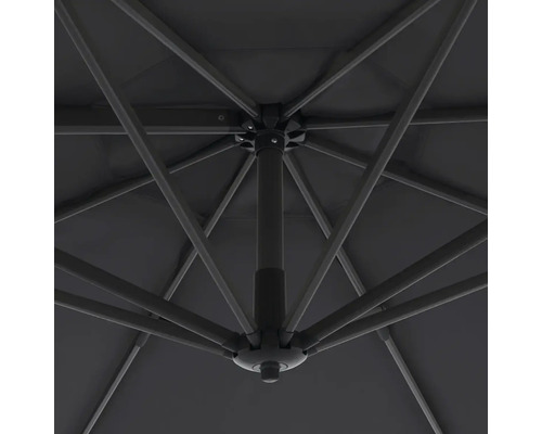 Detailansicht der Streben und des Mastes eines Sonnenschirms