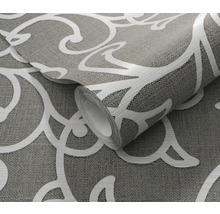 Rolle graue Vinyltapete mit weißem Muster