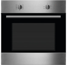 Edelstahl-Einbaubackofen mit Temperaturregler und Funktionswahlschalter