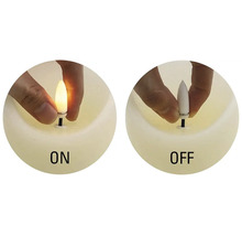 Demonstration einer LED Kerze im Ein- und Aus-Zustand