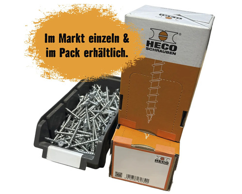 Heco Schrauben im Behälter und in Kartons