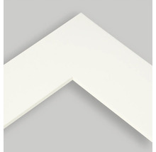 Detailansicht eines weißen Bilderrahmenprofils.