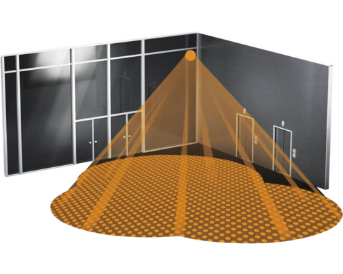 Illustration eines Raumes mit Lichtstrahl von der Decke