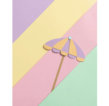 Dekorative Papier-Strandsonnenschirm-Illustration auf farbigem Hintergrund