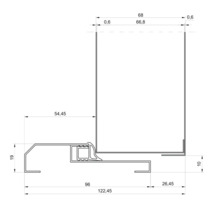 Technische Zeichnung eines Fensterprofils mit Maßangaben