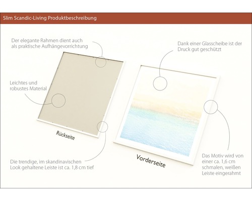 Vorder- und Rückseite eines Bilderrahmens mit schmalem, weißen Rahmen