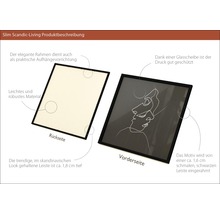 Schwarzer Bilderrahmen mit abstrakter Zeichnung und Rückansicht