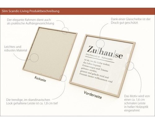 Scandi-Living Bilderrahmen mit Rück- und Vorderseite, helle Holzoptik