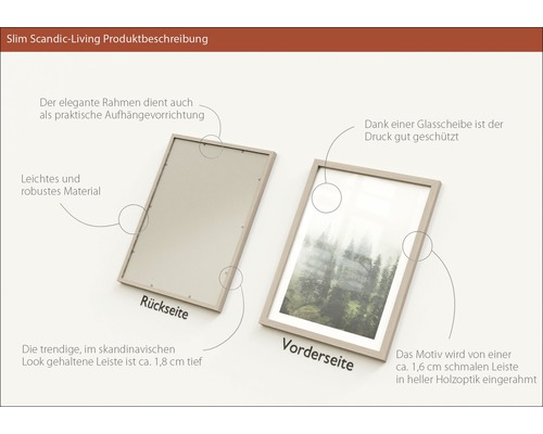 Bilderrahmen mit leichter Holzoptik, Vorder- und Rückseite