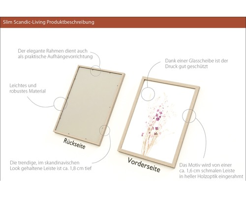 Produktbeschreibung Slim Scandic-Living: Vorder- und Rückseite eines Bilderrahmens