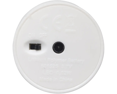 Unterseite einer LED Kerze mit An- und Ausschalter