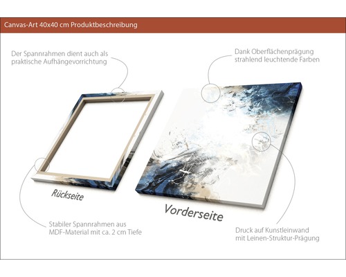 Leinwandbild 40x40 cm mit MDF Rahmen, Vorder- und Rückseite