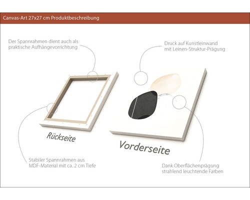 Canvasbild 27x27 cm Produktbeschreibung mit MDF Rahmen
