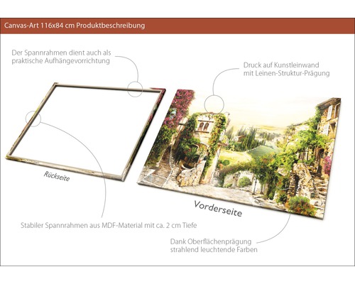 Leinwandbild 116x84 cm mit einem Rahmen aus Holzwerkstoff.