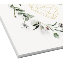 Leinwandbild mit geometrischem Herz und Eukalyptus