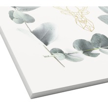 Leinwandbild mit Eukalyptus-Motiv und geometrischem Hirschkopf