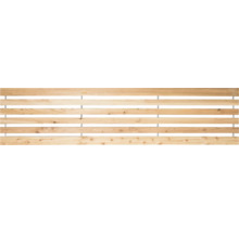 Holzzaun-Element mit horizontalen Brettern und Metallverbindungen