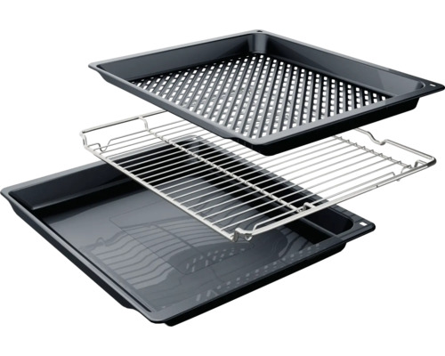 Set aus Fettpfanne, Grillrost und Grillblech