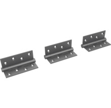 Drei Scharniere mit Löchern zur Befestigung