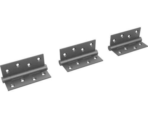Drei Scharniere mit Löchern zur Befestigung