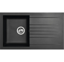 Schwarze Küchenspüle mit Abtropffläche