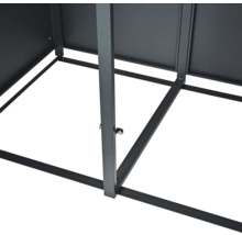 Detailansicht der Stahlrahmenkonstruktion eines Gartenhauses