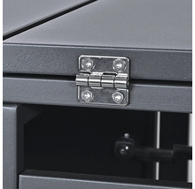 Detailansicht eines Metallschranks mit Scharnier