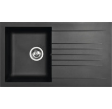 Schwarze Küchenspüle aus Verbundwerkstoff mit Abtropffläche