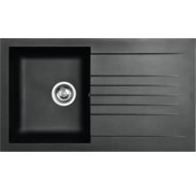 Schwarzes Spülbecken aus Granit mit Abtropffläche