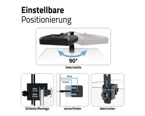 Einstellbare Aquariumleuchte mit flexibler Positionierung und einfacher Montage