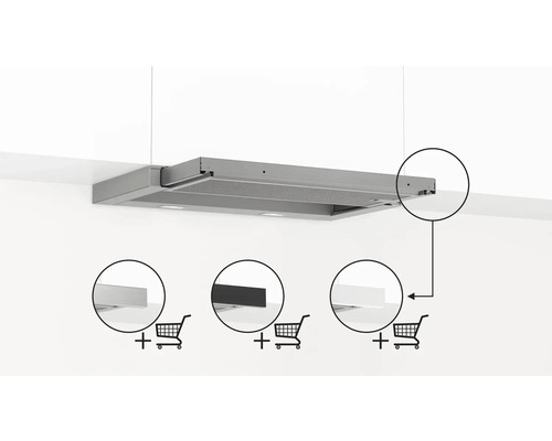 Dunstabzugshaube zur Deckenmontage mit optionalen Leisten zum Hinzufügen