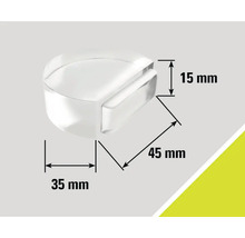 Acrylglas-Türpuffer mit Maßangaben