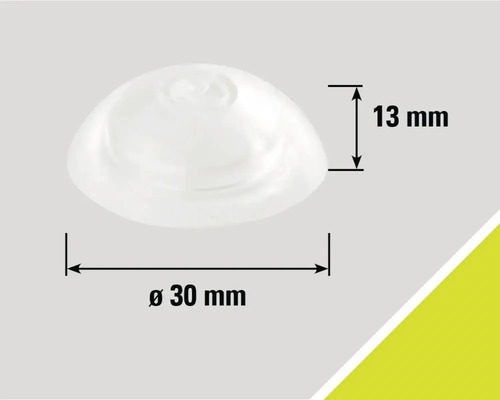 Abmessungen eines transparenten Möbelgleiters mit 30 Millimeter Durchmesser