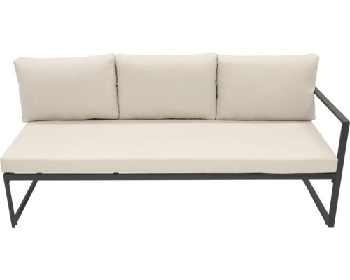 Gartensofa mit drei Kissen und Armlehne aus Metall