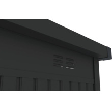 Detailansicht eines Geräteschuppens mit Lüftungsschlitzen