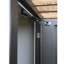 Detailansicht einer Tür mit Gasdruckfeder für eine Gerätebox