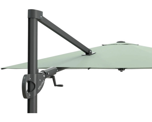 Detailansicht eines Soluna Sonnenschirms mit Kurbelmechanismus