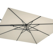 Detailansicht Gartenschirm mit Metallgestell und rechteckigem Schirmdach