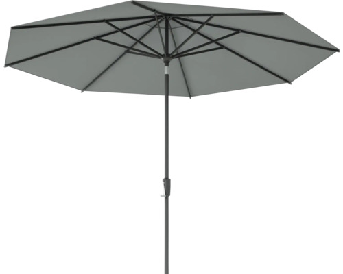 Grauer Sonnenschirm mit Mittelstock für den Garten
