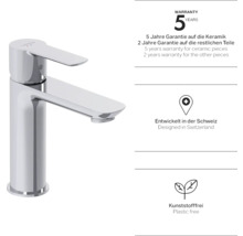 Waschtischarmatur aus Metall mit fünf Jahren Garantie auf Keramik und zwei Jahren Garantie auf andere Teile