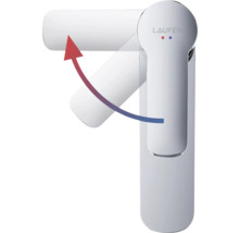 Laufen Logo Mischbatterie mit Schwenkbereich Markierung