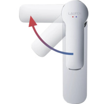 Wasserhahn mit Temperaturbereichsanzeige und Laufen Logo