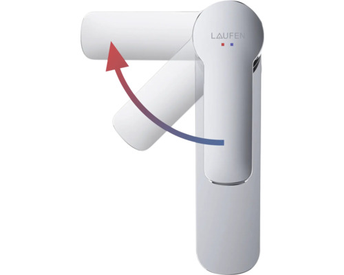 Laufen Logo auf einer Armatur mit schwenkbarem Auslauf