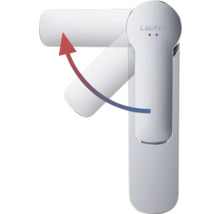 Laufen Logo auf einem Wasserhahn mit verstellbarem Hebel