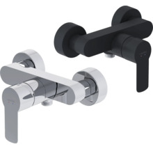 Zwei Armaturen für die Dusche in Schwarz und Chrom