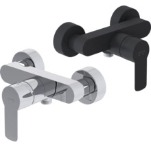 Zwei Waschtischarmaturen von Laufen, eine verchromt und eine in dunkler Ausführung