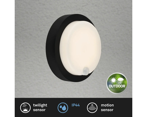 Runde Außenleuchte mit Dämmerungs- und Bewegungssensor