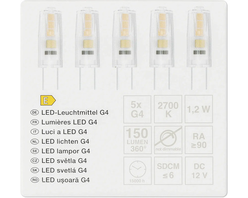 Fünf G4 LED Leuchtmittel